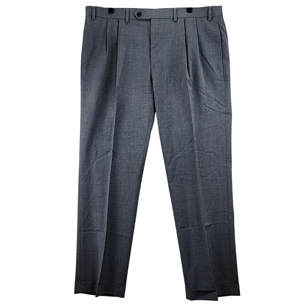 Lauren Ralph Lauren Performance Wool‎ Dress Pants Mens 38x30 Grey Pleated Cuff